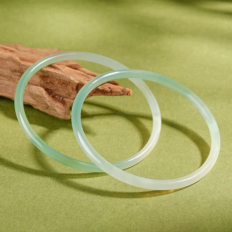 【华之京】半山水玉髓叮当手镯 玛瑙细叮当镯子4mm 发一对花纹随机