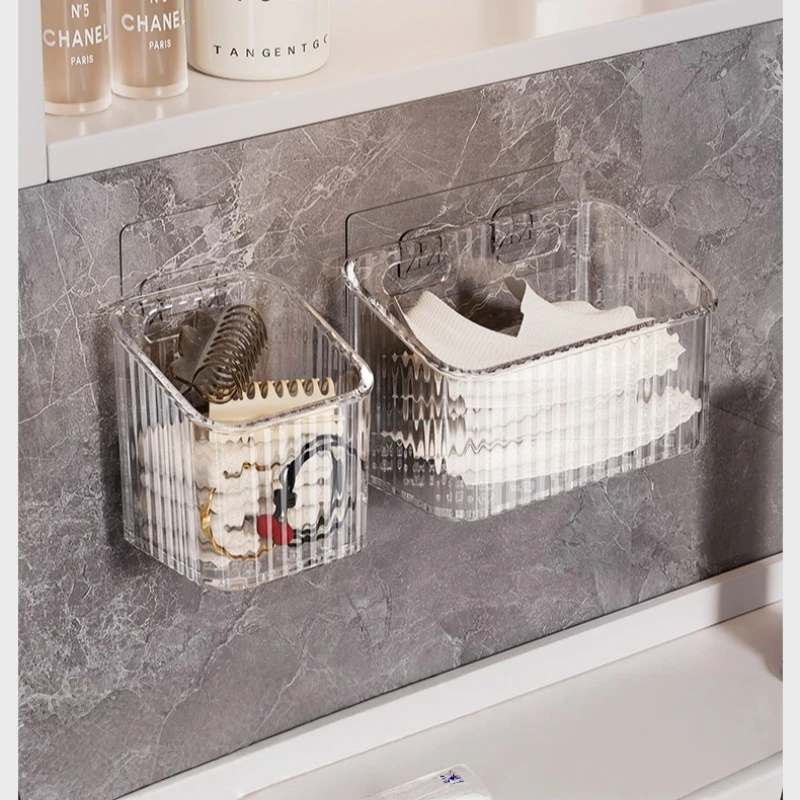 卫生间置物架壁挂式浴室挂架洗漱台墙上免打孔收纳盒洗脸巾挂篮