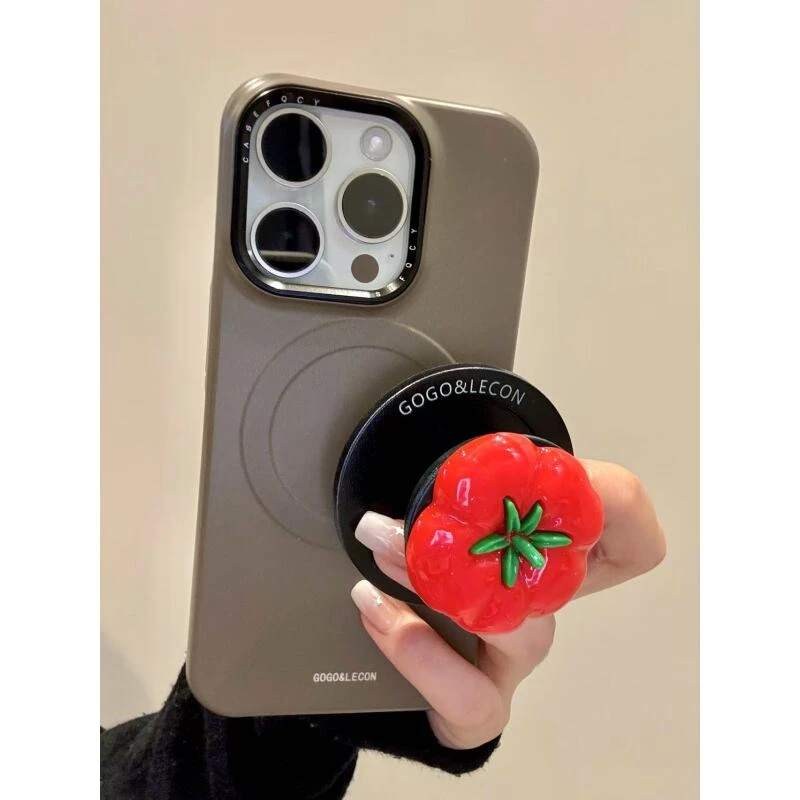 韩系ins高级橄榄绿立体番茄磁吸适用iphone16promax苹果15p手机壳