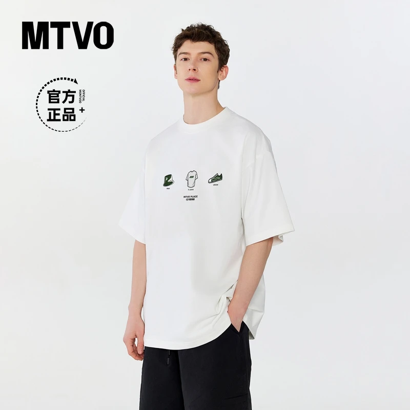 MTVO迈特优夏季纯棉美式圆领短袖T恤男休闲宽松潮流高街半袖 105