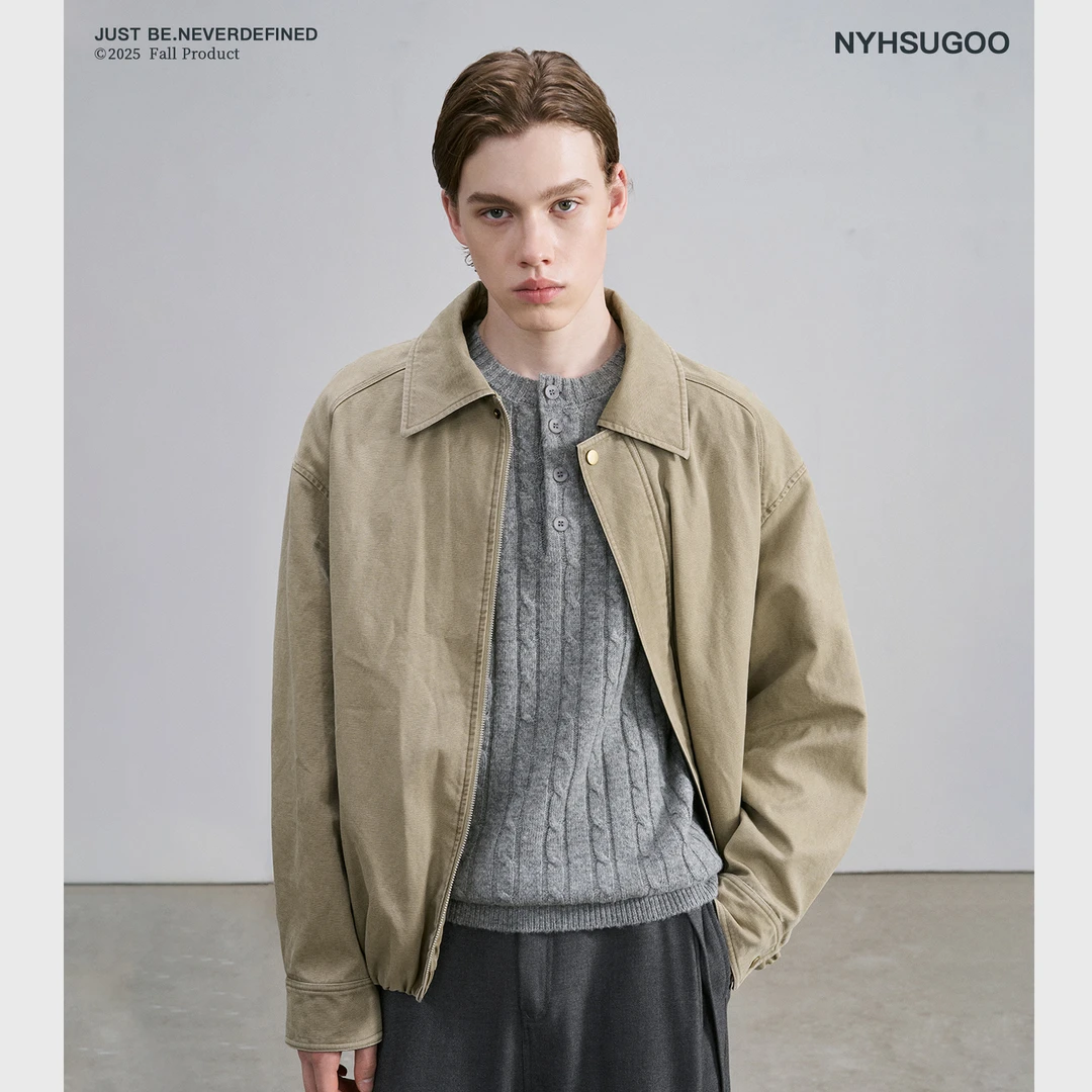 NYHSUGOO/南乙秋季复古巴恩风水洗做旧100%棉外套3810男士夹克