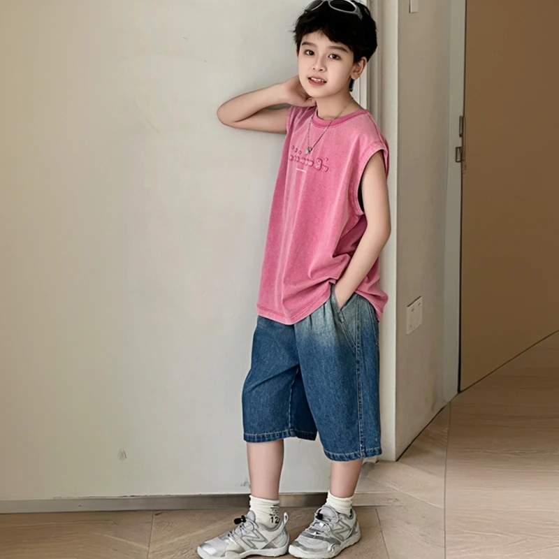 男童夏季短裤套装2025新款儿童装中大童夏装潮酷男孩衣服帅气韩版