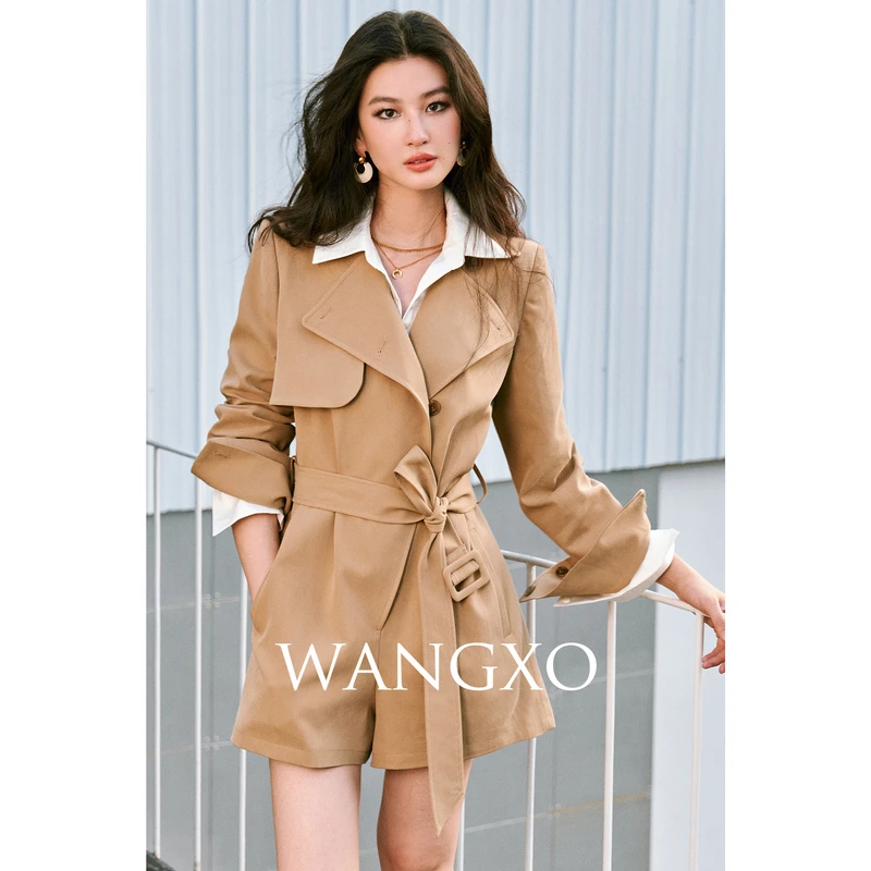 WANGXO   进口机织丽赛纤维风衣连体裤250692W