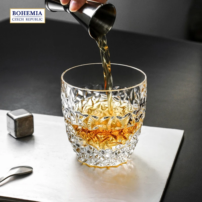 捷克BOHEMIA原装进口水晶玻璃威士忌杯 平底杯洋酒杯个性创意高端