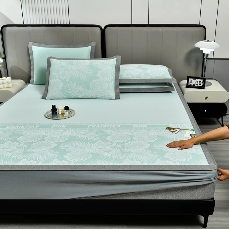 A类母婴级冰丝凉席三件套凉感丝空调软席可机洗床笠款单双人凉席