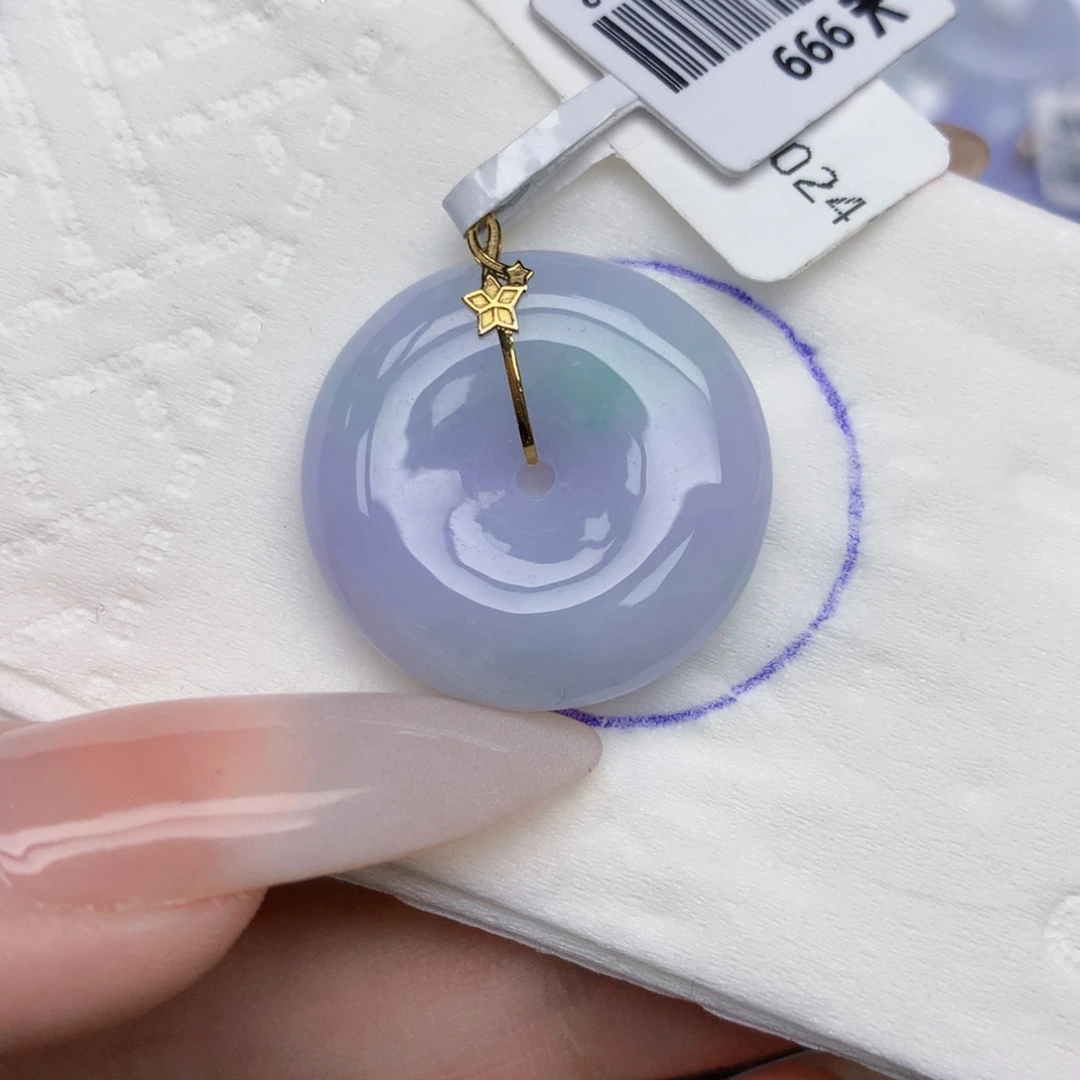 翡翠18K金镶嵌颈饰天然缅甸翡翠a货百元以上9元证书费自理