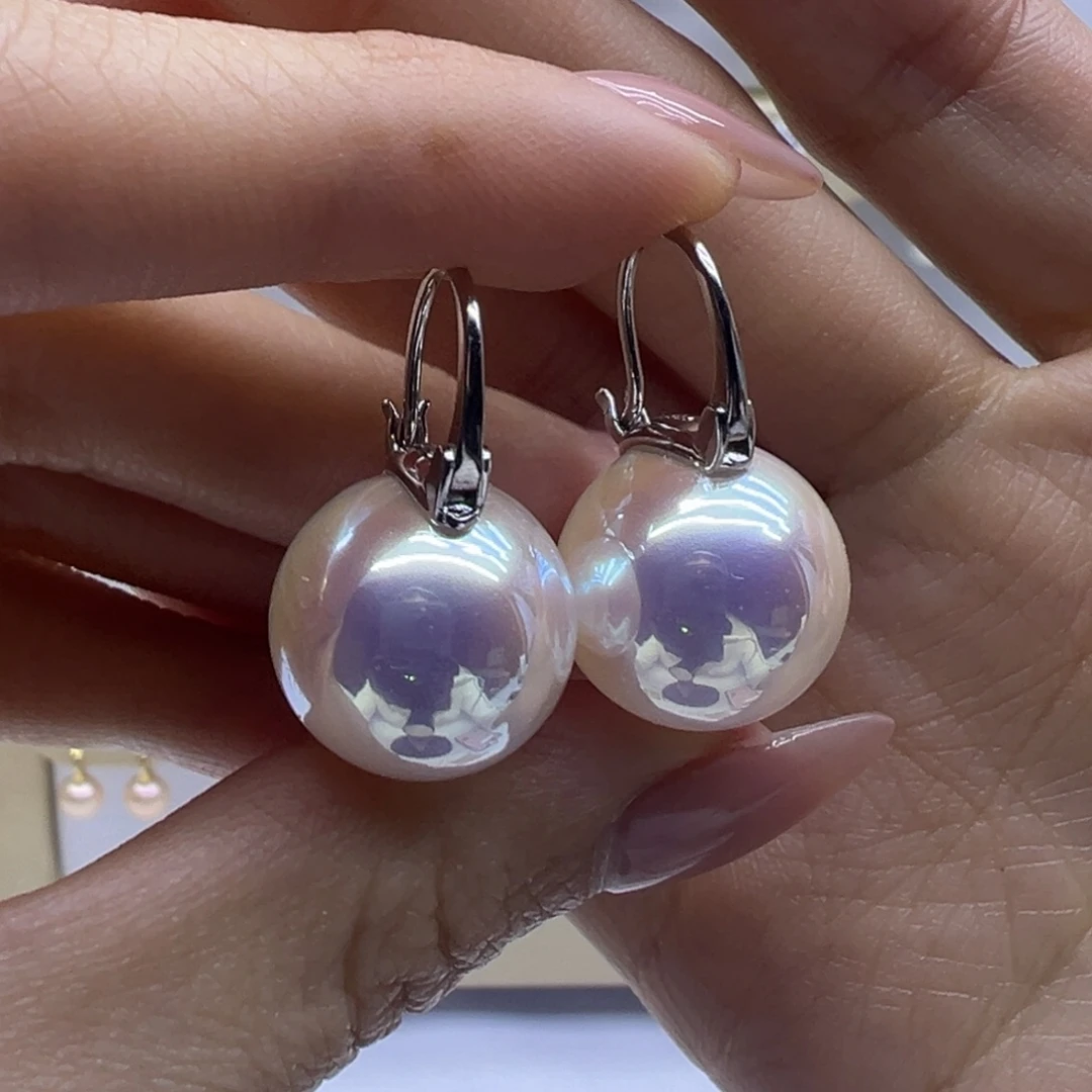 淡水珍珠银S925镶嵌耳饰