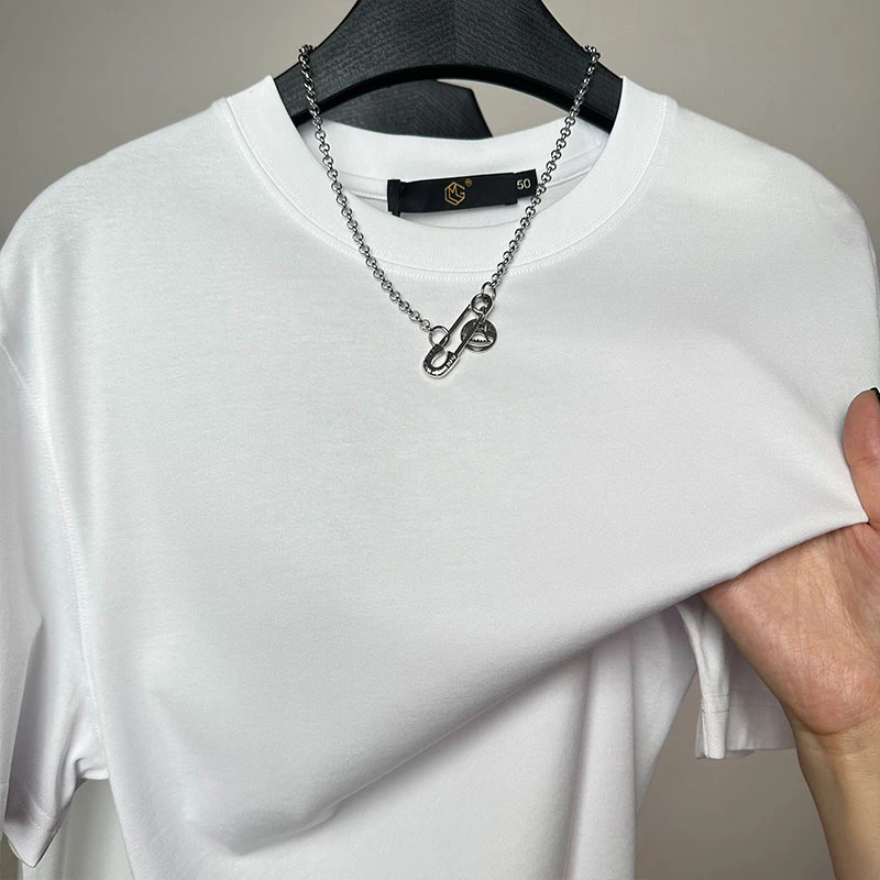 【绅度先生】男装圆领纯色重磅黑色T恤 休闲短袖 美式复古潮流