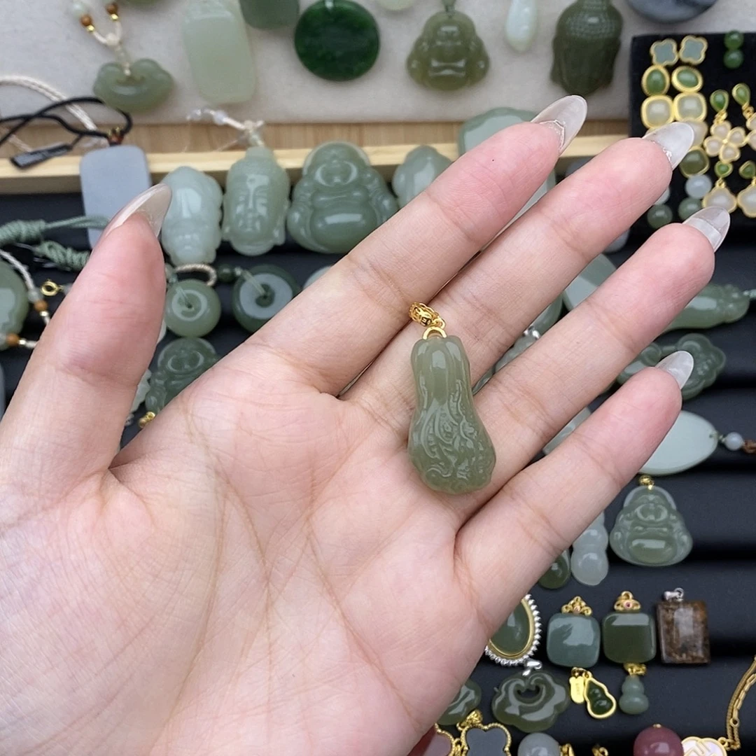 吊坠(不含链)银S925镶嵌和田玉