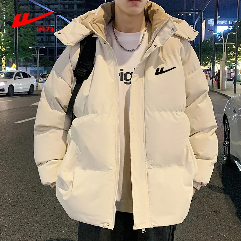 回力2025年新款港风冬季外套男女潮牌棉服可脱卸帽棉衣棉袄防寒服
