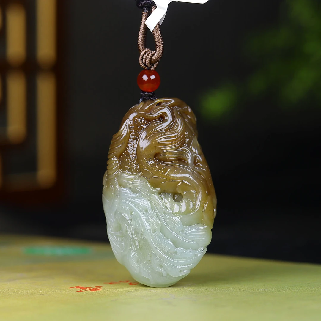 1209136和田玉糖白玉牡丹挂件