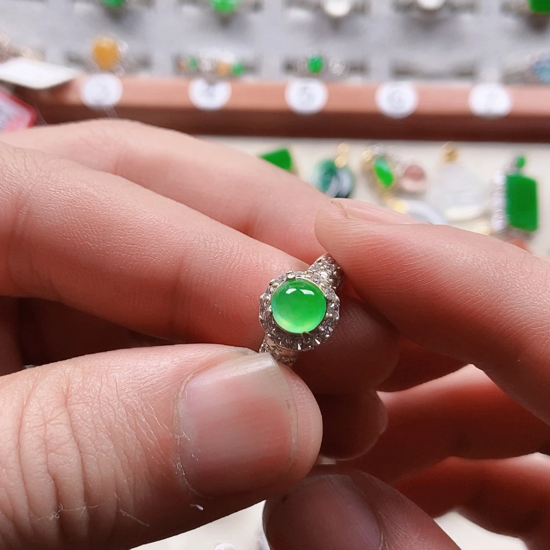 翡翠银S925镶嵌戒指