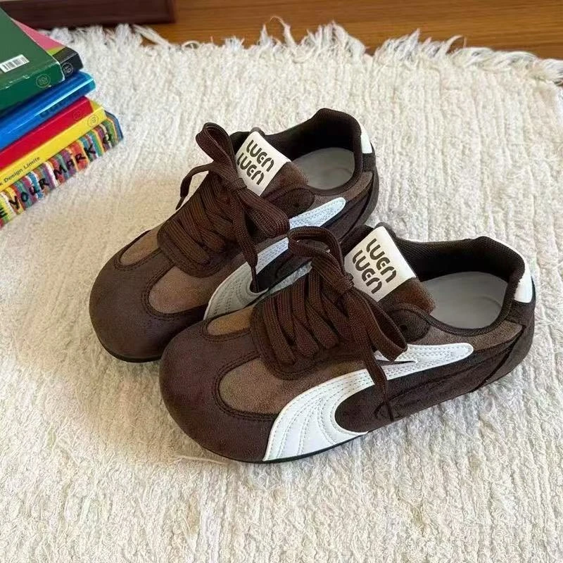 2025新款秋季爆款复古拼色平底软底运动鞋休闲百搭轻便德训鞋