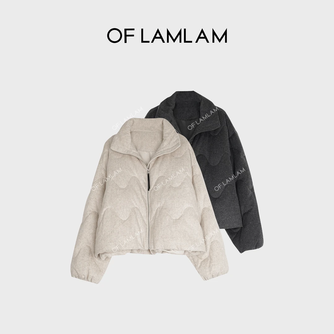 “自有风骨”90白鹅绒莱赛尔波浪老钱风毛呢感羽绒服 LAMLAM MW247G