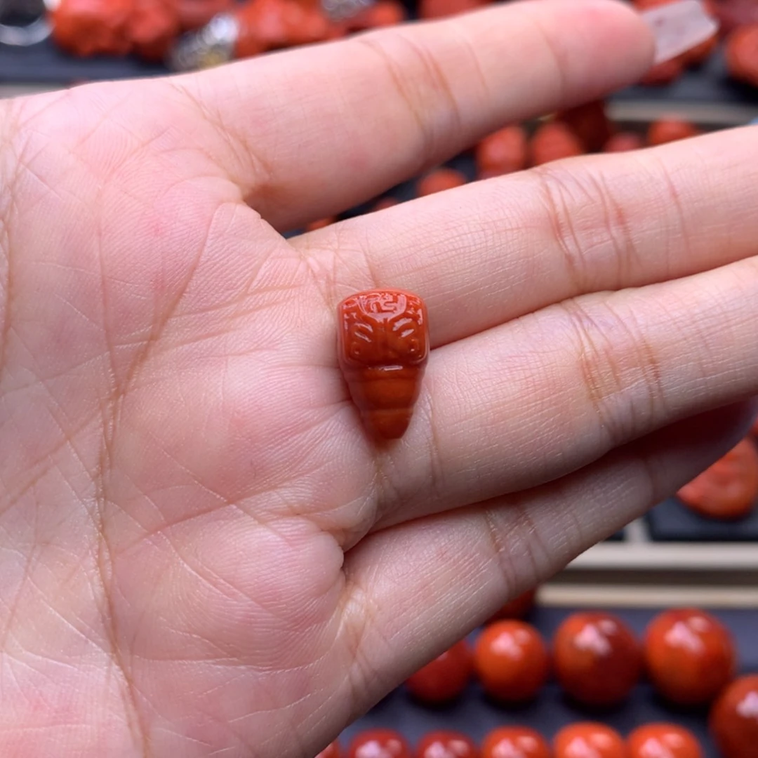 【闪购商品】南红玛瑙博古纹奶嘴三通8mm➕未镶嵌