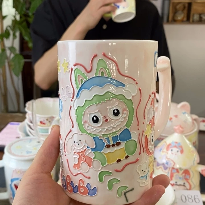 瓷片倩*景德镇釉下彩手绘手握