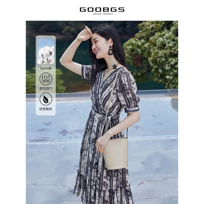 【谷邦L+】谷邦GOOBGS 水墨碎花短袖连衣裙 G3242146