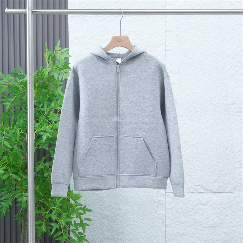 秋季男士空气层弹力舒适连帽卫衣日常休闲百搭纯色长袖开衫ZJ306