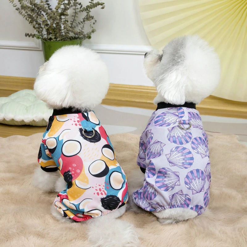 狗狗衣服春夏季透气四脚宠物服装泰迪比熊鱿鱼四腿居家服弹力薄款