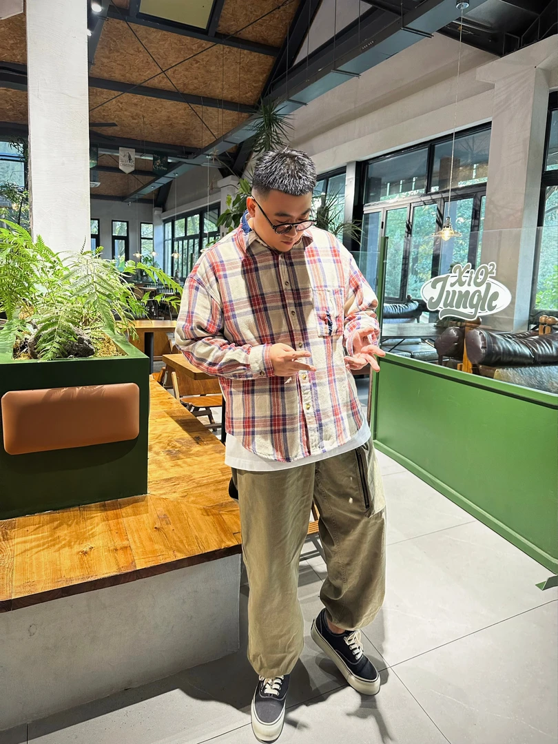 SHOOT''-25FW大码工装面包裤水洗做旧宽松大口袋长裤休闲裤秋季