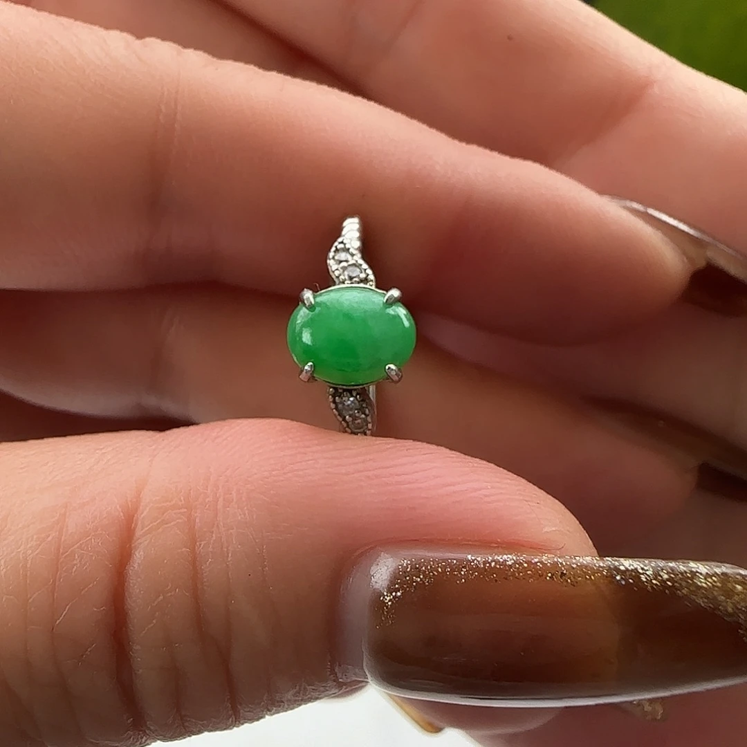 翡翠银S925镶嵌戒指