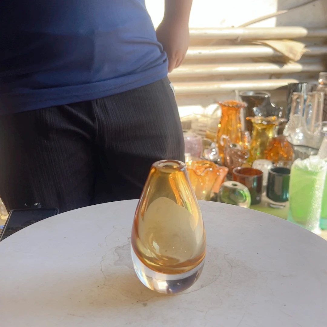 金色高度12琉璃花器摆件微瑕