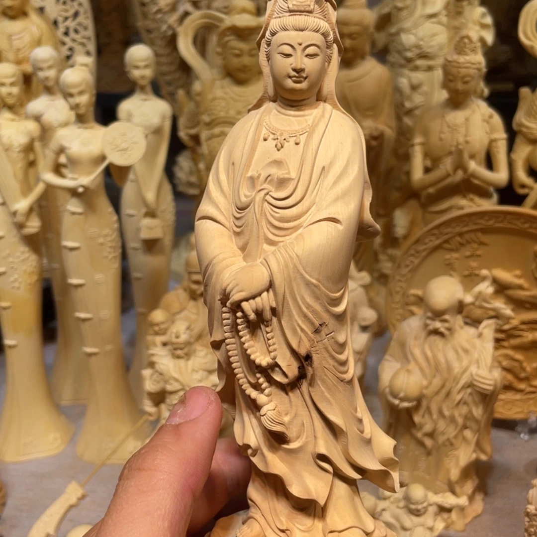 黄杨木瑕疵念珠观音