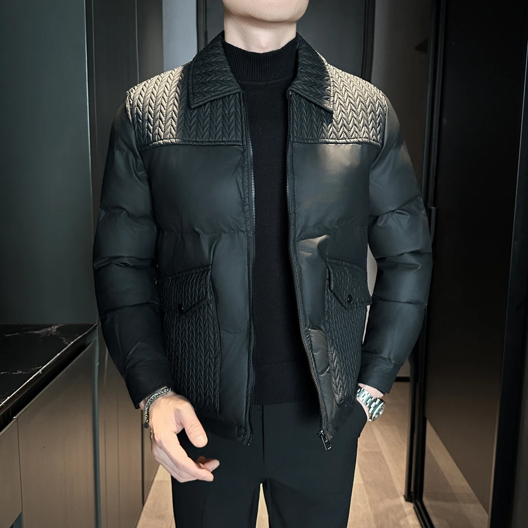 2025新款高级感男士麦穗拼接棉服冬季潮牌痞帅棉袄时尚休闲棉衣男