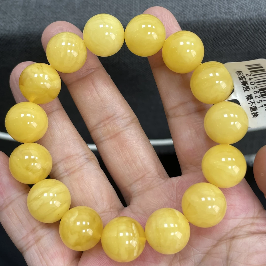 魔梵珠宝｜14mm俄料琥珀蜜蜡瑕疵福利款浓蜡黄白花