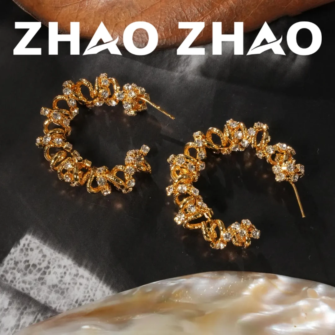 铜合金耳饰 「星河蕾丝」编织镂空缠绕艺术耳饰C型耳圈小众