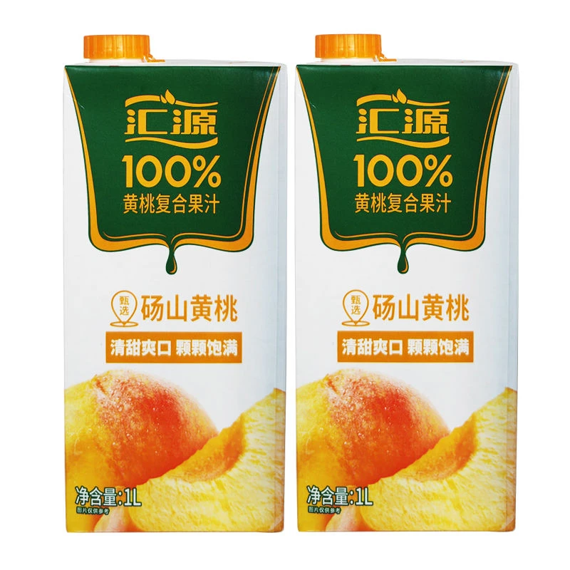 【2瓶】汇源果汁100%黄桃复合果汁1L砀山黄桃汁大瓶饮料果味饮品