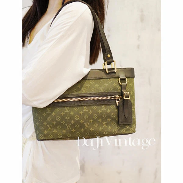 95新 LouisVuitton/路易威登 大吉中古/lv绿丹宁老花手提包