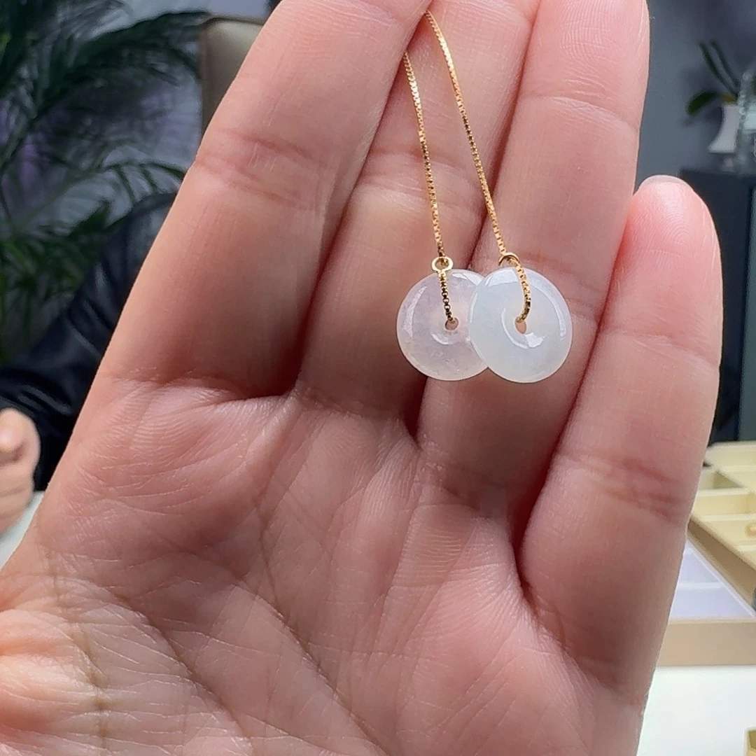 翡翠耳饰银S925镶嵌天然