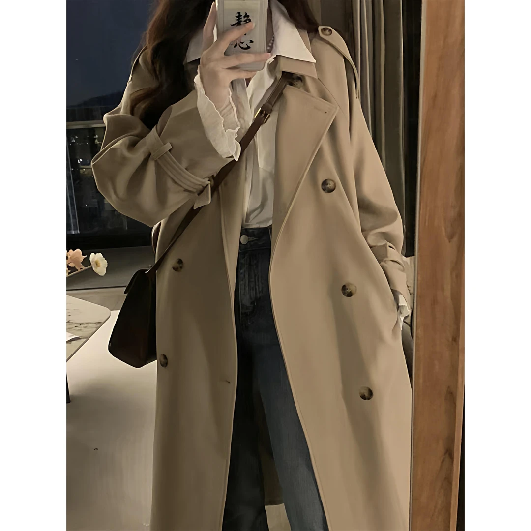 今年流行风衣外套女2025春秋季新款卡其色英伦风小个子中长款大衣