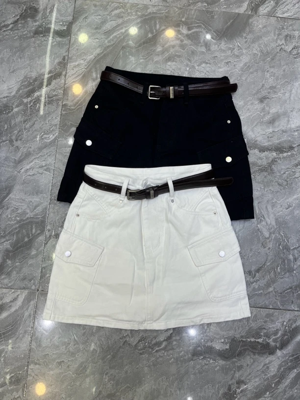 夏季高腰防走光时尚设计感工装牛仔半身短裙女3135