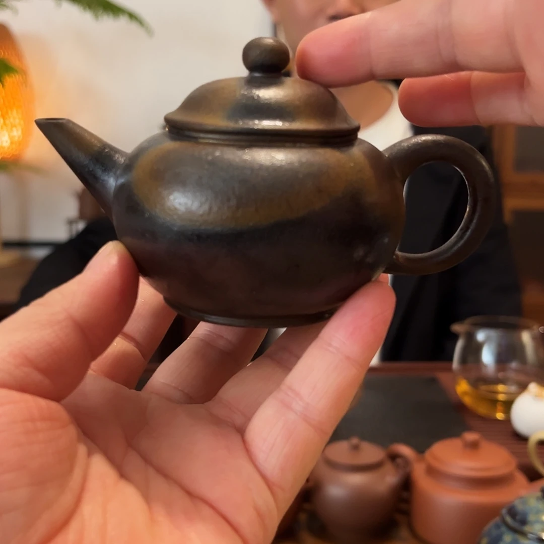 紫砂茶叶罐水平老紫泥柴烧120ml