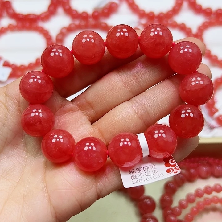 菱锰矿（红纹石）手串未镶嵌深**浅