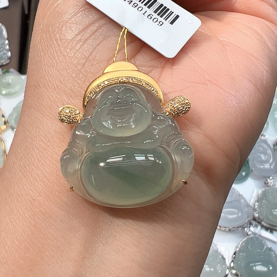 翡翠18K金镶嵌吊坠(不含链)1609