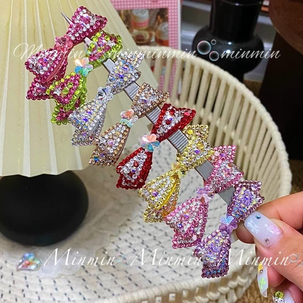 闵闵｜施华洛双层蝴蝶结满钻亮私镀膜闪宠物发夹马尔济斯西施