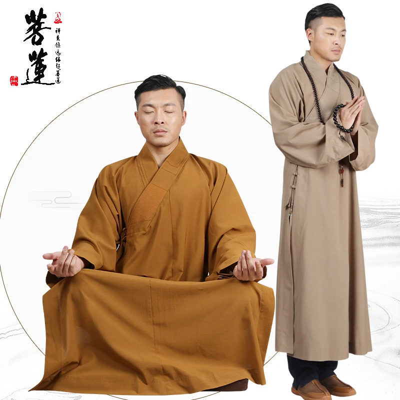 【9291】长褂春秋厚款麻纱抗皱罗汉衫大褂