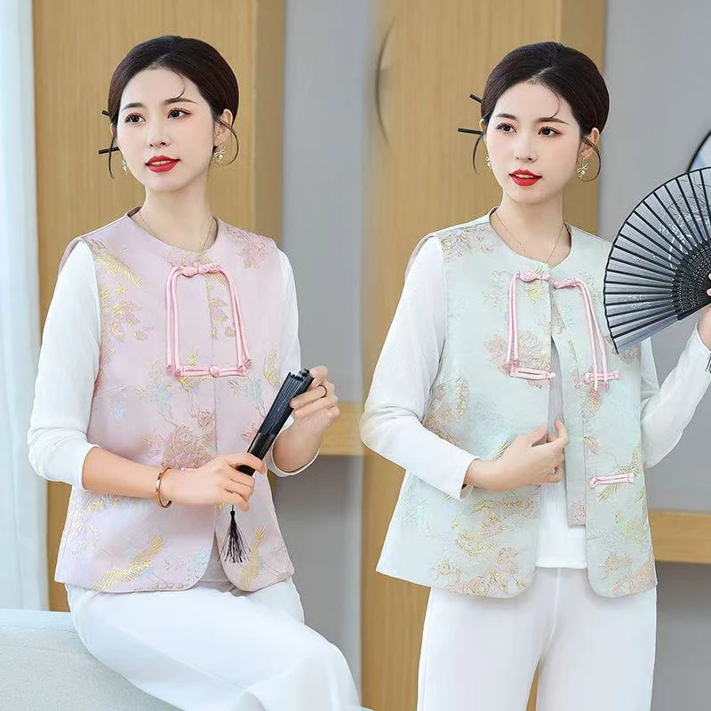 新中式国风提花宽松型马夹宽松百搭上衣复古民族风