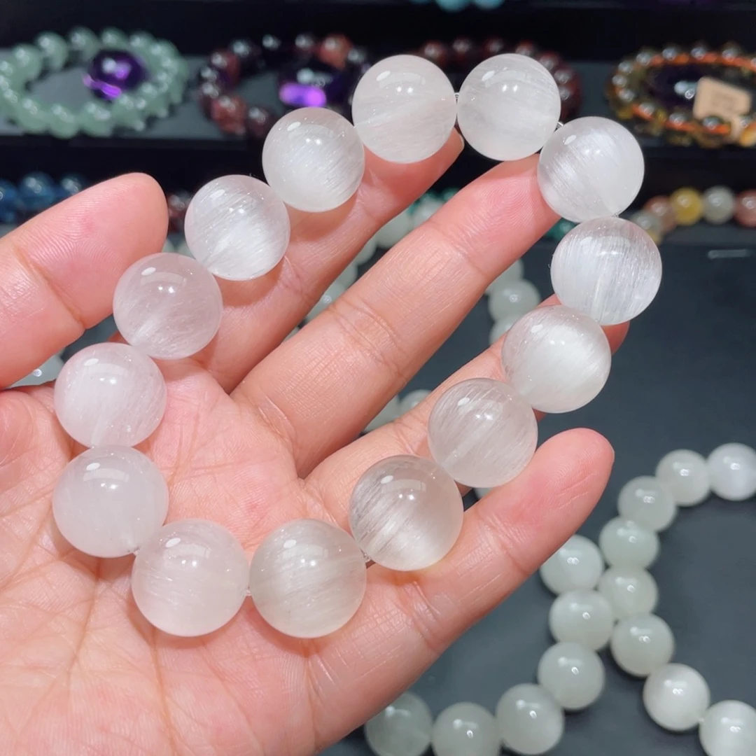 水晶手链未镶嵌兔毛手链，晶体通透