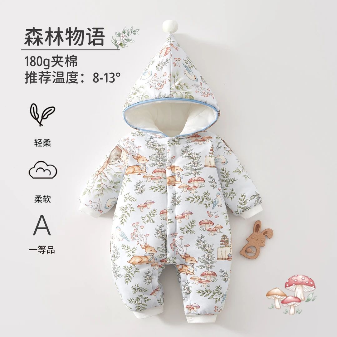 姑苏保罗婴儿连体衣a类夹棉加厚棉服秋冬宝宝衣服新生儿爬爬服