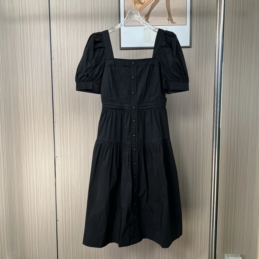 623品牌撤柜女装曼家春夏时尚设计款方领连衣裙