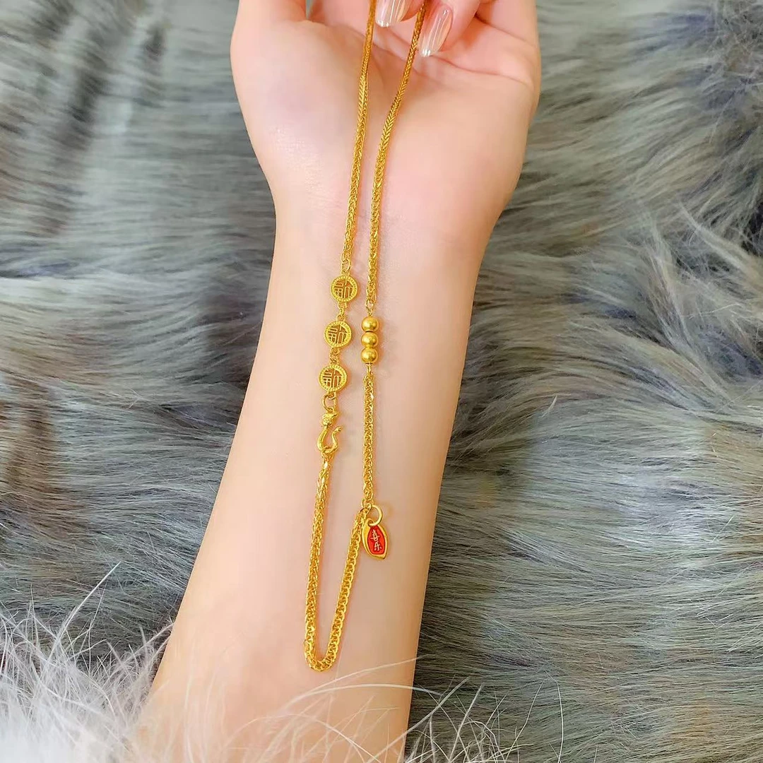 【伟新源】足金999 烧蓝工艺 平安福万能链12.23克