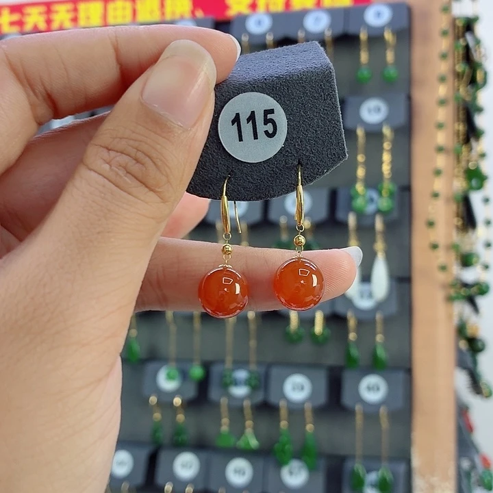 南红玛瑙18K金镶嵌发饰