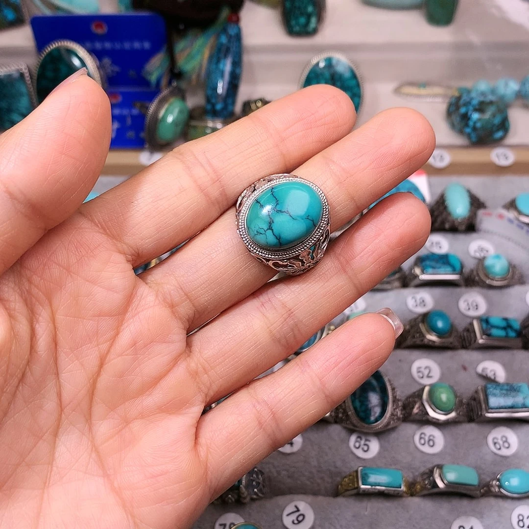 绿松石挂件银S925镶嵌