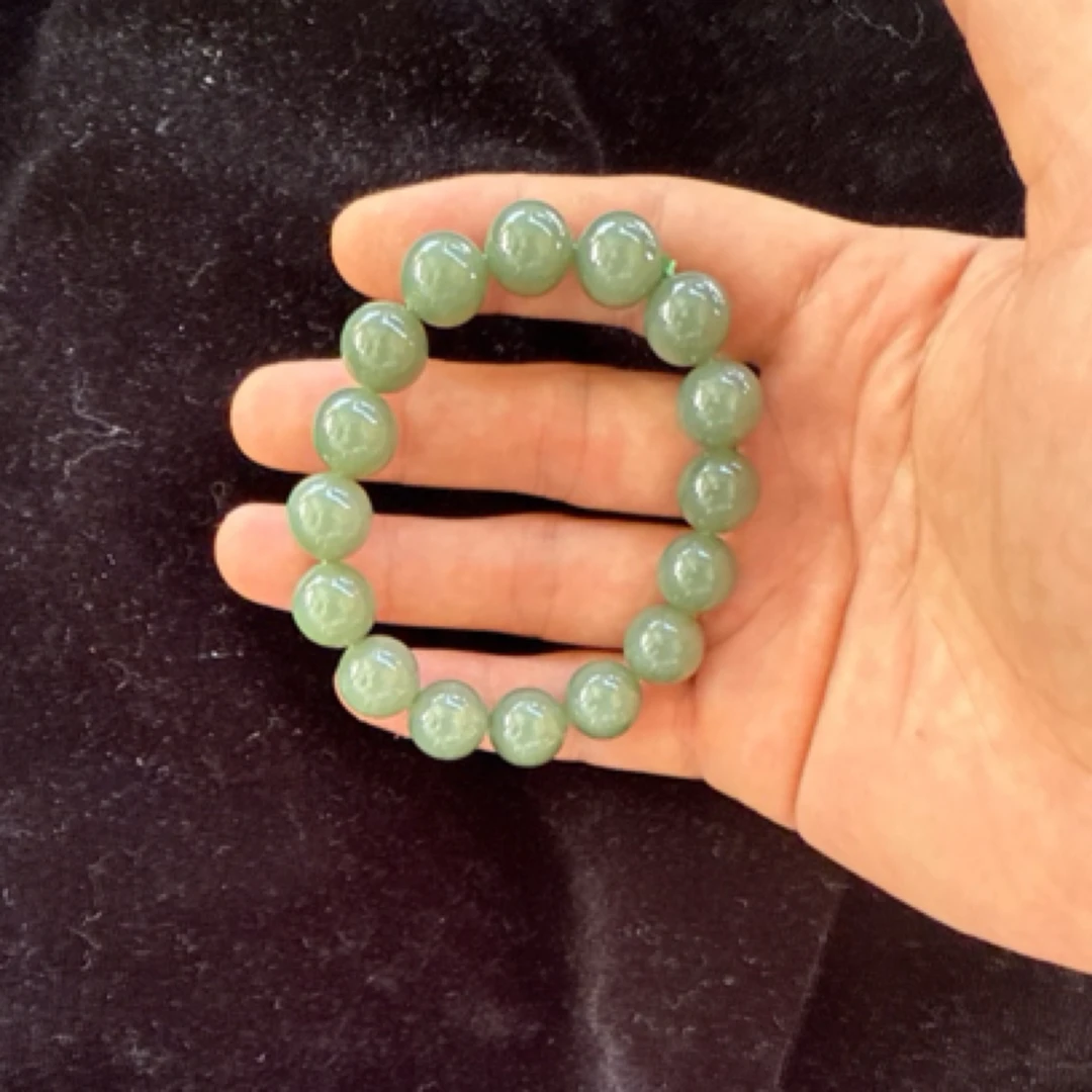 和田玉新疆且末蓝鸭蛋青卡12手串