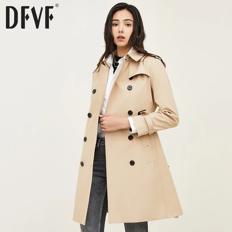DFVF伊元素风衣女2025新款长款通勤气质百搭洋气英伦风春秋外套女