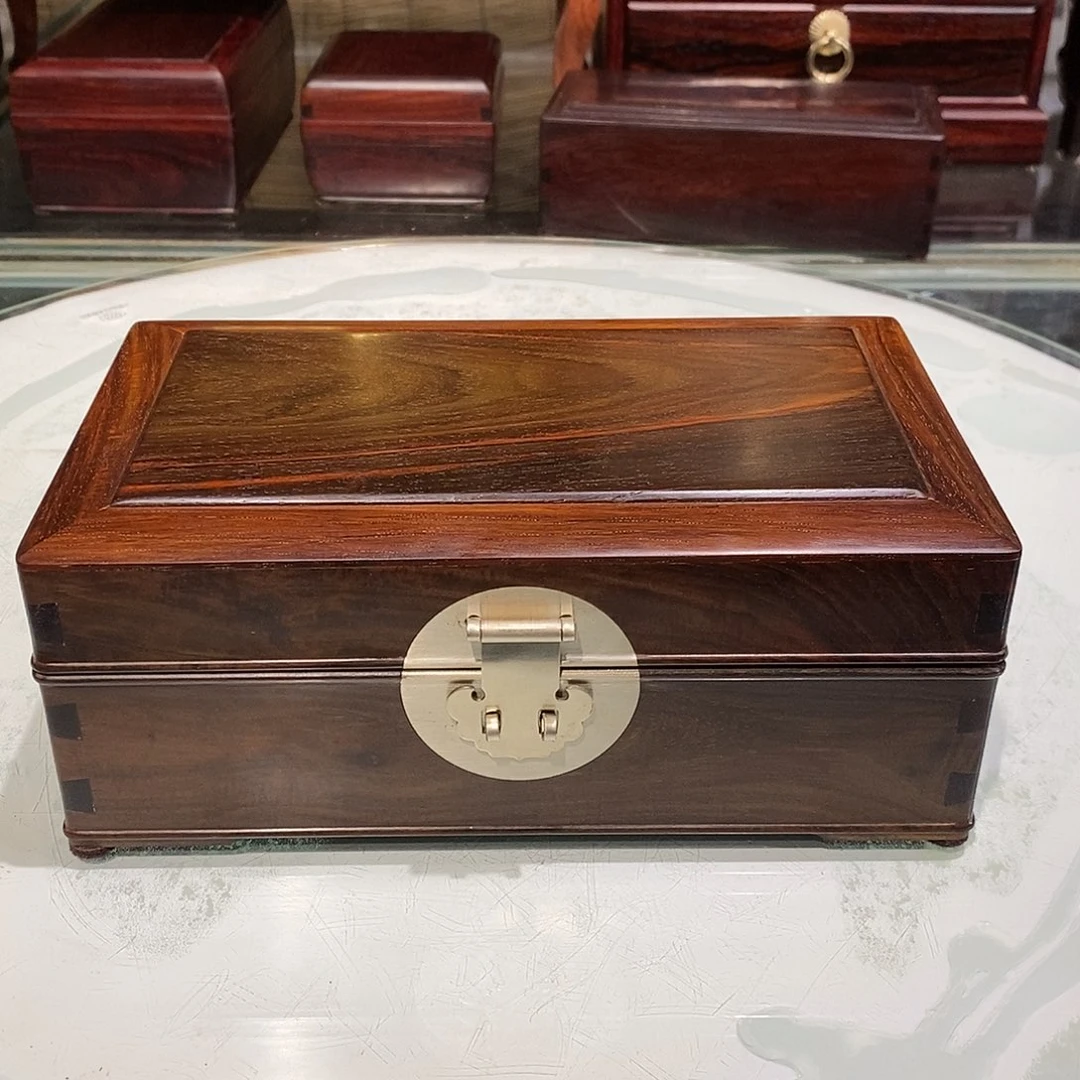 交趾黄檀（大红酸枝）独板首饰盒20/12/8